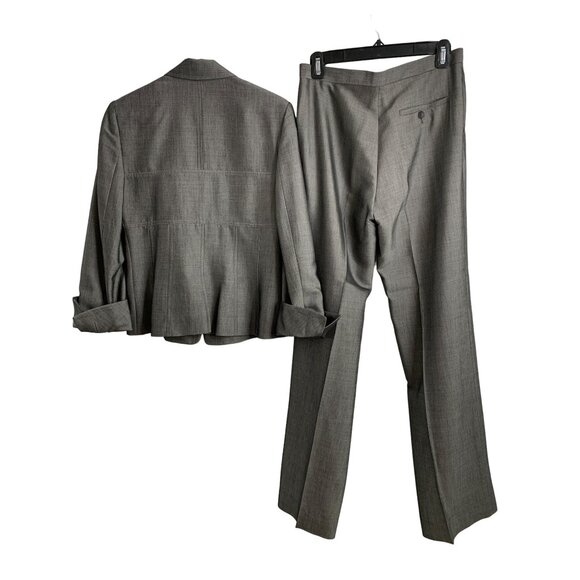 PHILIPPE ADEC Silver Gray Career Suit 2 Pc Coat Flare Pants Size 6 EUC 7191 - Picture 3 of 12